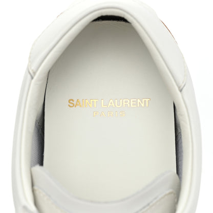Saint Laurent Calfskin Embroidered Court Classic Sneakers 37.5 White 9 of 10