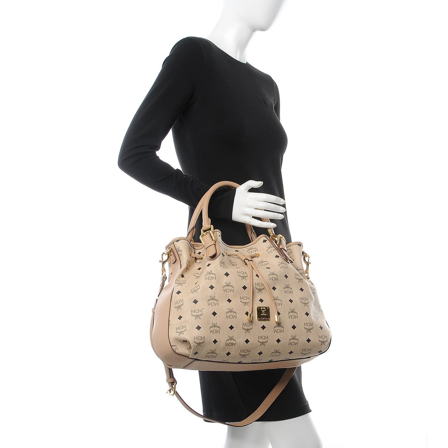 Visetos Medium Drawstring Shopper Beige