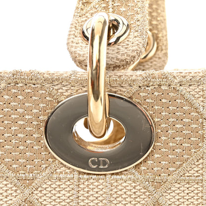 Christian Dior Canvas Embroidered Cannage Medium Lady D-Lite Beige 16 of 17