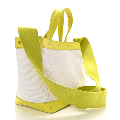 Tom Ford Canvas Calfskin Mini Logo Tote White Yellow 3 of 10