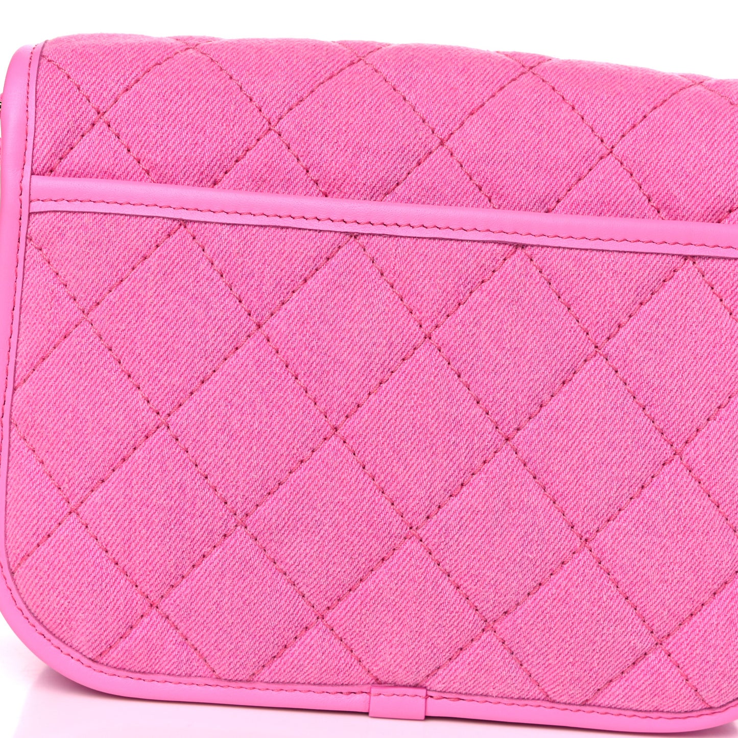 Denim Quilted Small Messenger Flap Neon Pink