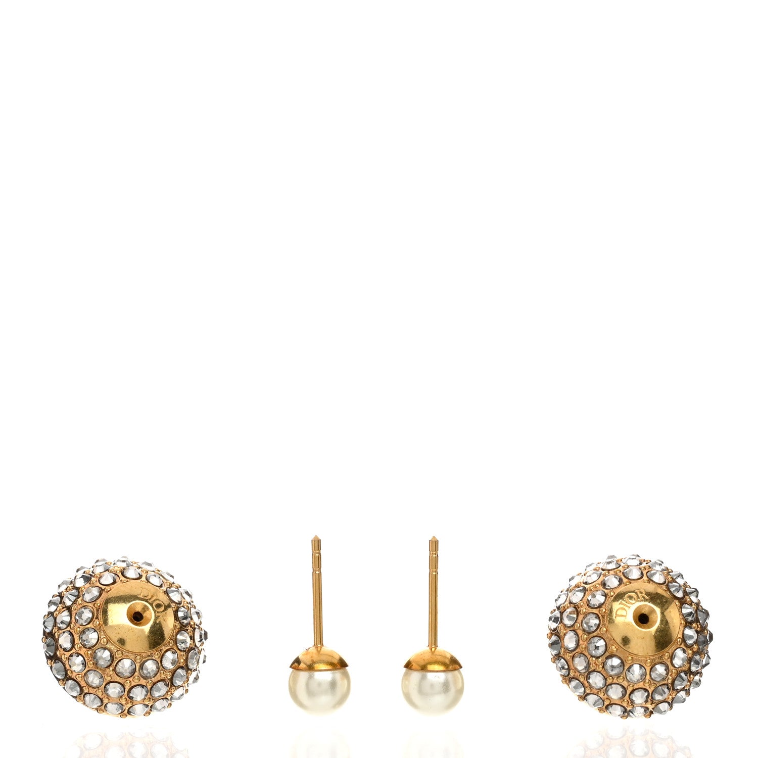 Christian Dior Crystal Pearl Dior Tribales Earrings Gold 3 of 4