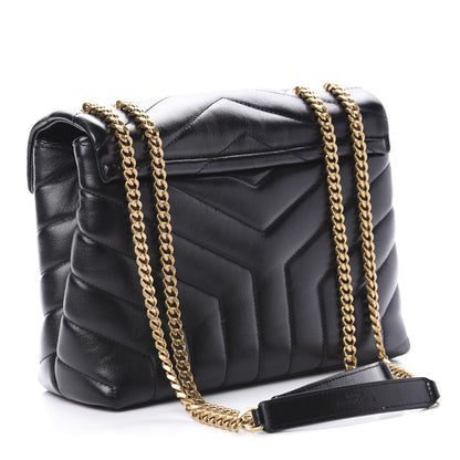 Saint Laurent Calfskin Y Quilted Monogram Small Loulou Chain Satchel Black 3 of 10