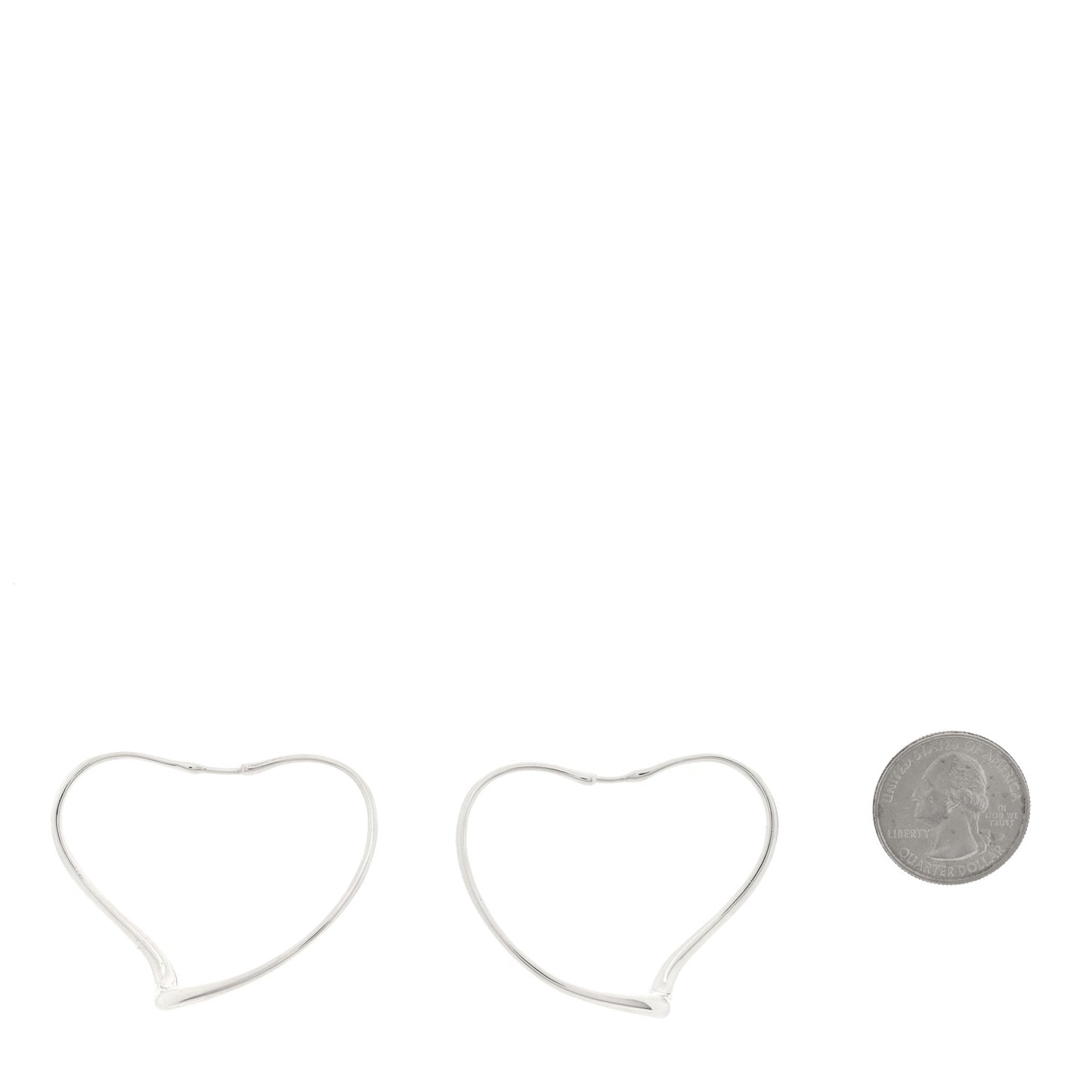 Sterling Silver Large Elsa Peretti Open Heart Hoop Earrings