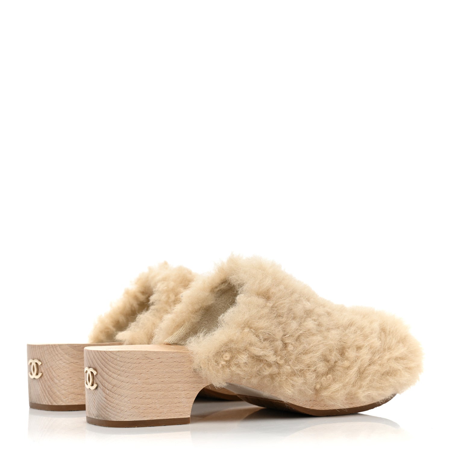 Chanel Shearling Lambskin Clogs 40 Beige 5 of 11