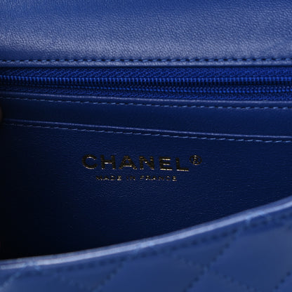 Chanel Lambskin Quilted Mini Top Handle Rectangular Flap Dark Blue 8 of 9