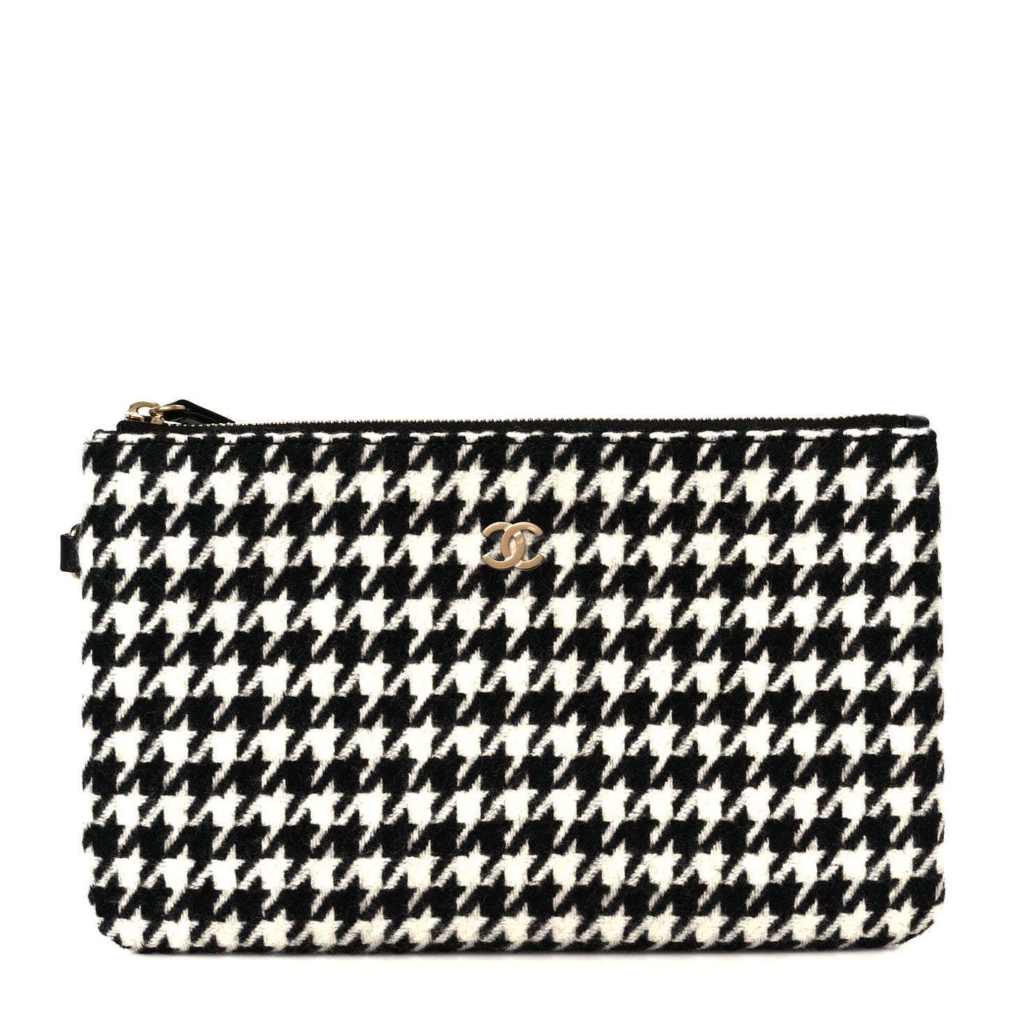 Tweed Houndstooth Chanel 22 Removable Pouch Black Ecru