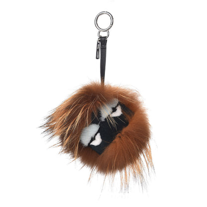 Fendi Fox Mink Rabbit Fur Vitello Flamingo Kooky Monster Bag Bug Charm Zucca Multicolor Black 1 of 3