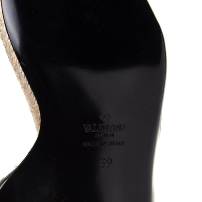 Valentino Garavani Calfskin Rockstud Ankle Strap Espadrille 10/60mm Sandals 39 Black 6 of 10