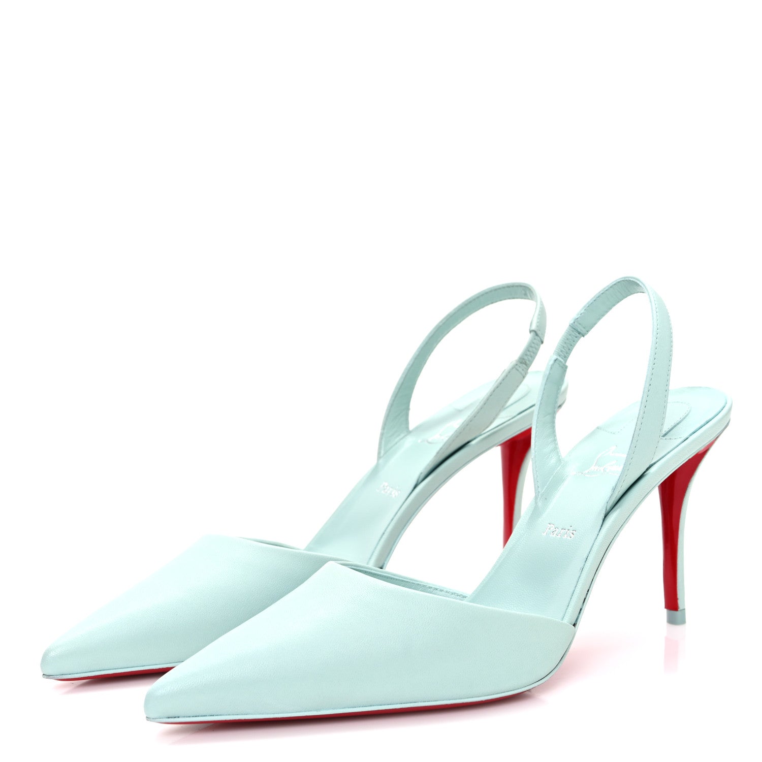 Christian Louboutin Nappa Apostropha 80 Slingback Pumps 38.5 Iceberg 4 of 10