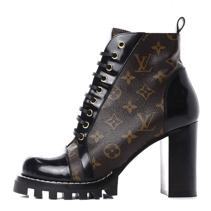 Louis Vuitton Patent Calfskin Monogram Star Trail Ankle Boots 40 Black 1 of 9
