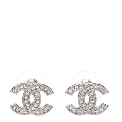 Chanel Crystal CC Earrings Silver 1 of 5