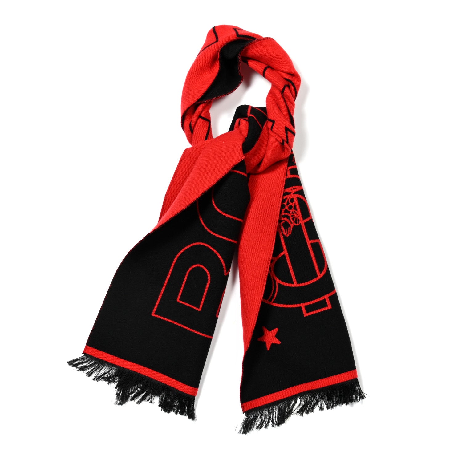 Burberry Wool Silk Monogram TB Reversible Fringe Scarf 1 of 8