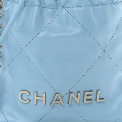 Chanel Shiny Calfskin Quilted Mini Chanel 22 Light Blue 8 of 11