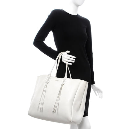 Lanvin Smooth Calfskin Medium Fringe Shopper Tote White 2 of 20