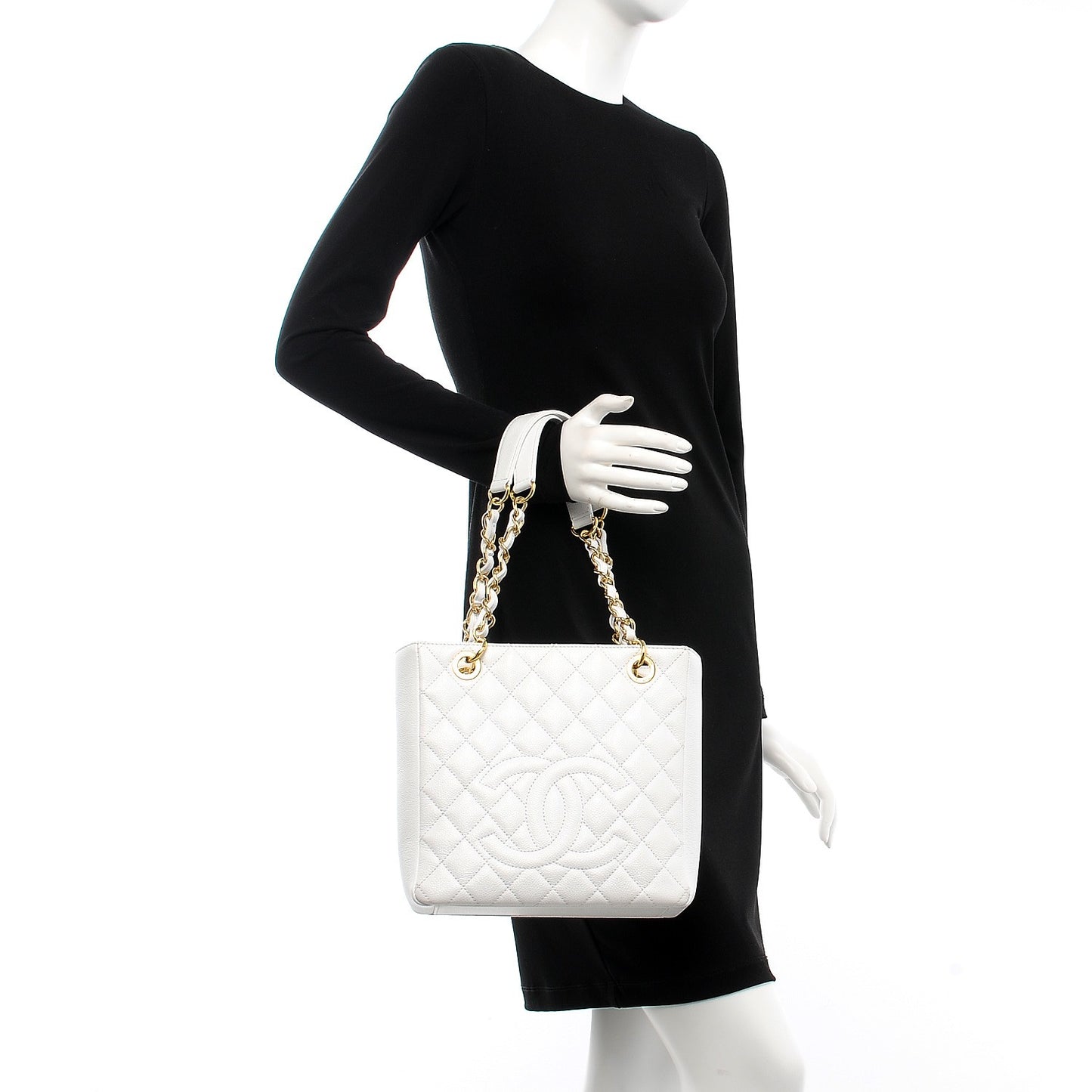 Caviar Petit Shopping Tote PST White
