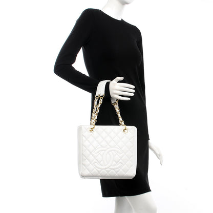 Chanel Caviar Petit Shopping Tote PST White 2 of 7