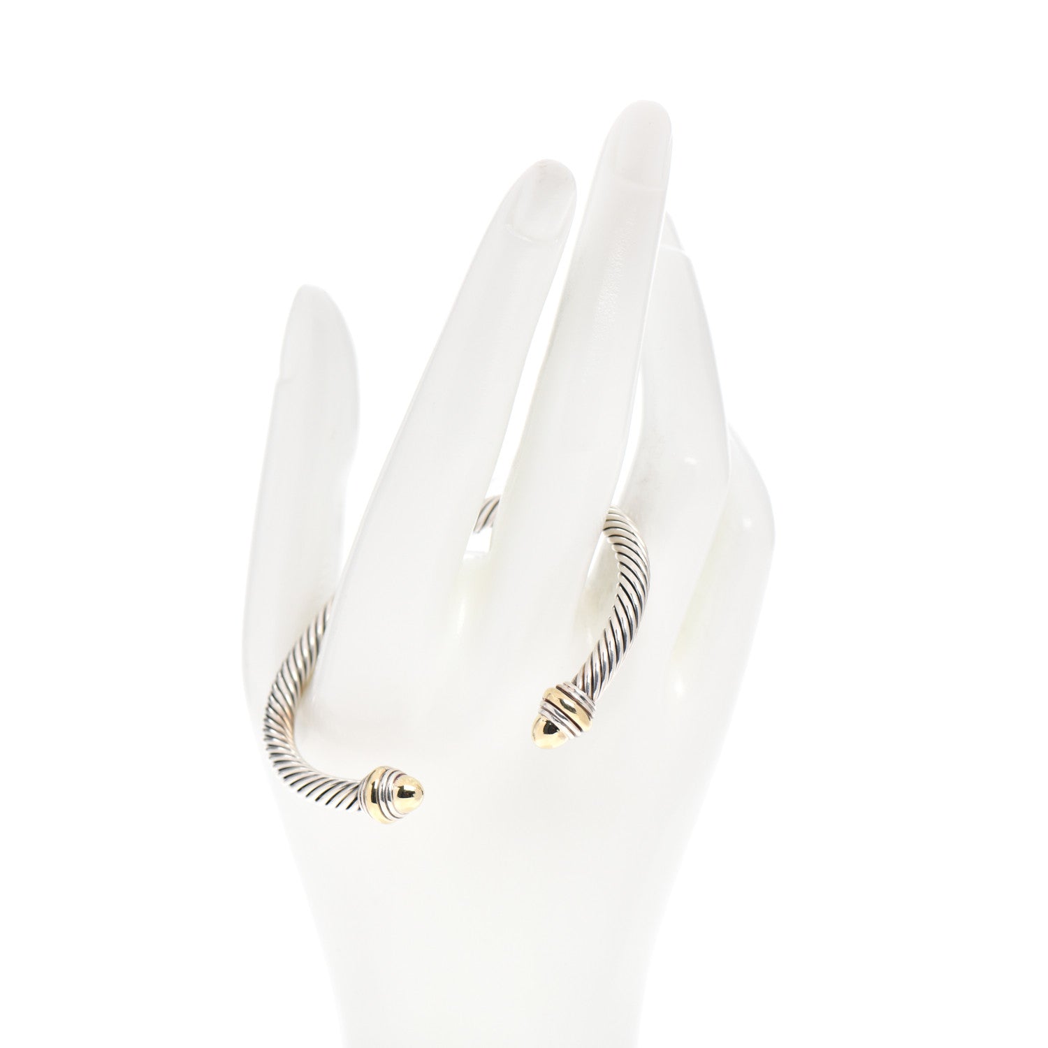 David Yurman Sterling Silver 14K Yellow Gold 5mm Cable Classics Dome Bracelet 2 of 5
