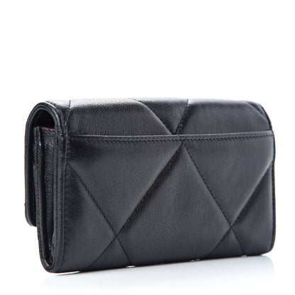 Chanel Shiny Goatskin Quilted Chanel 19 Flap Wallet Black 3 of 8