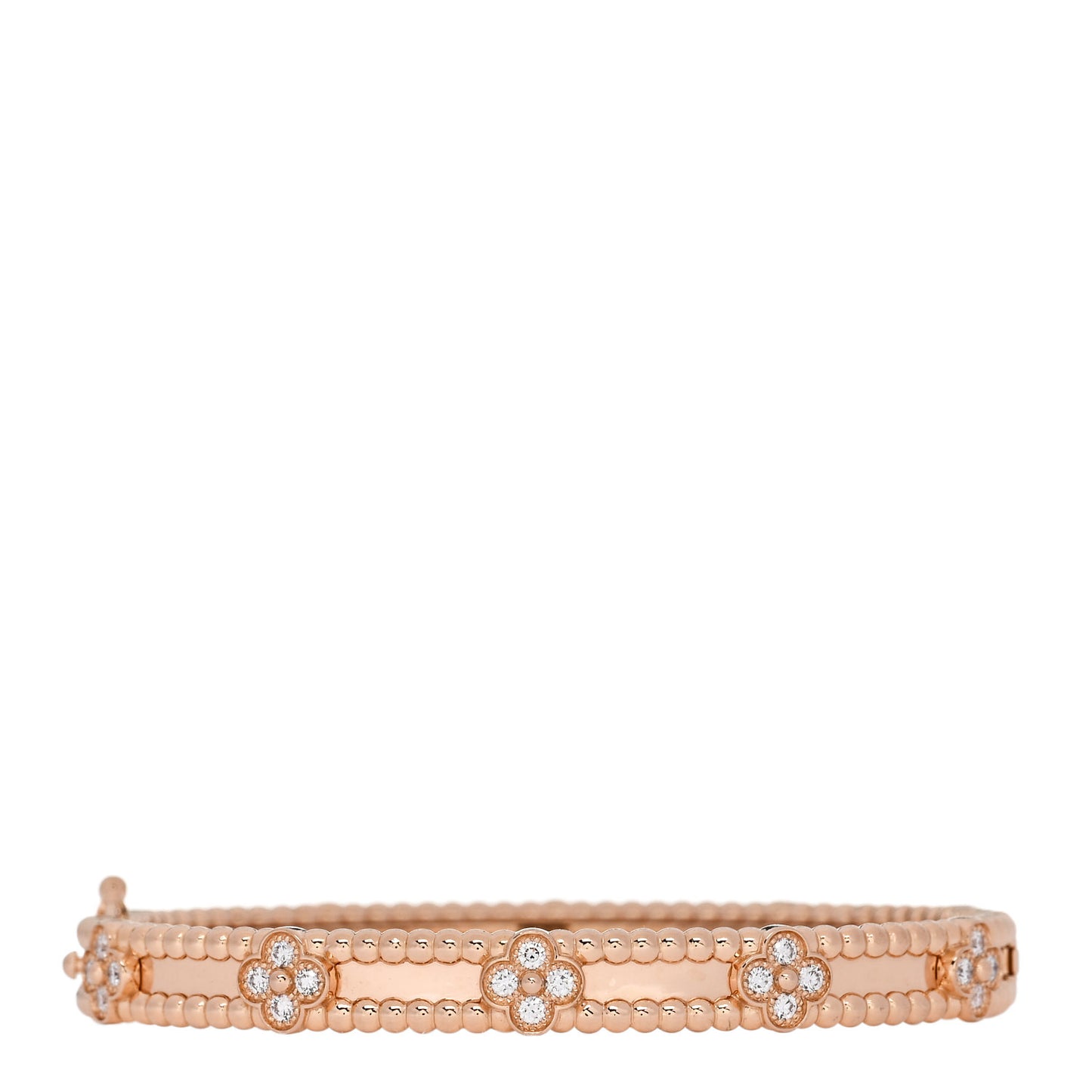 18K Rose Gold Diamond Perlee Sweet Clovers Bracelet XS