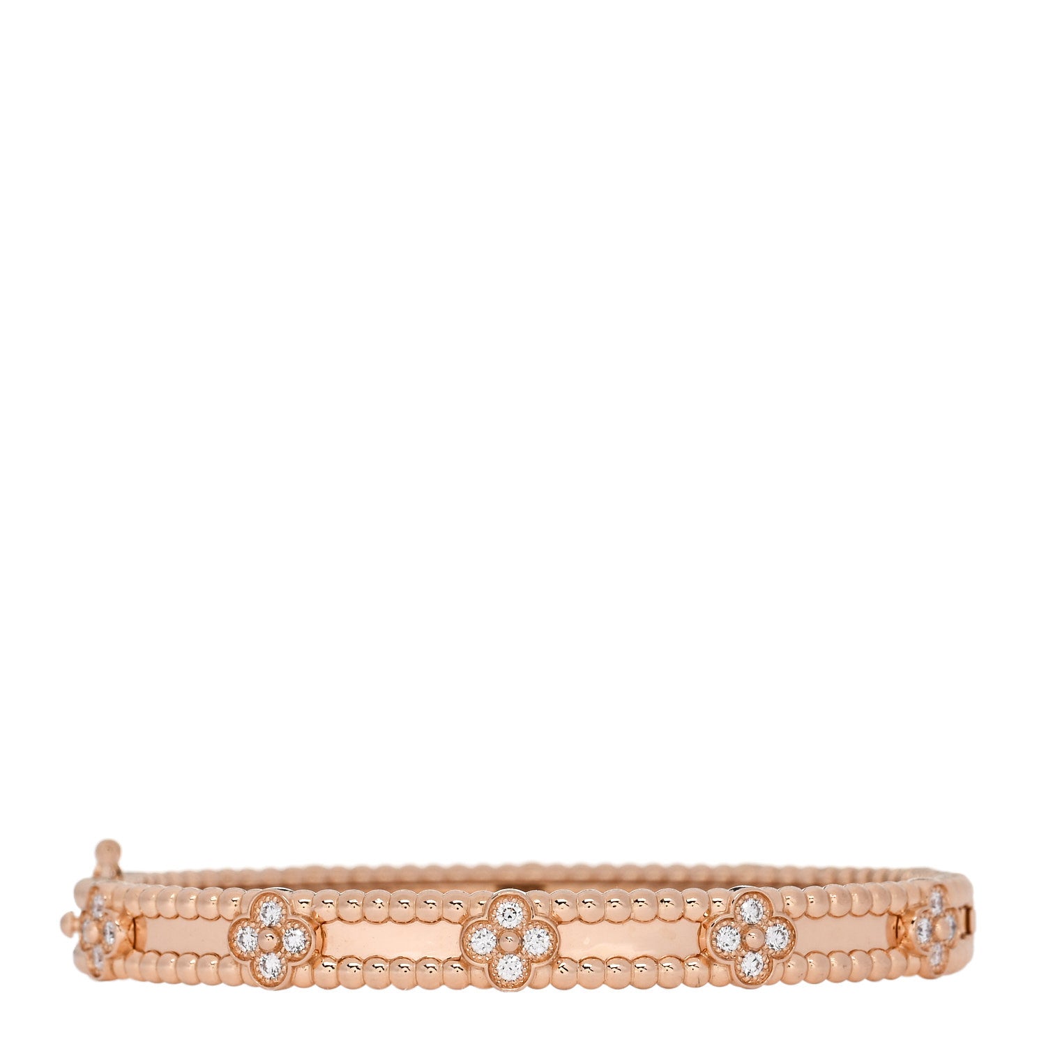 Van Cleef & Arpels 18K Rose Gold Diamond Perlee Sweet Clovers Bracelet XS 1 of 4