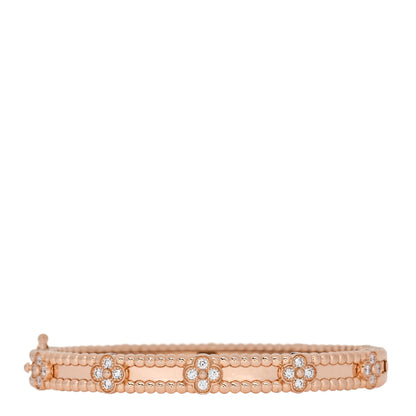 Van Cleef & Arpels 18K Rose Gold Diamond Perlee Sweet Clovers Bracelet XS 1 of 4