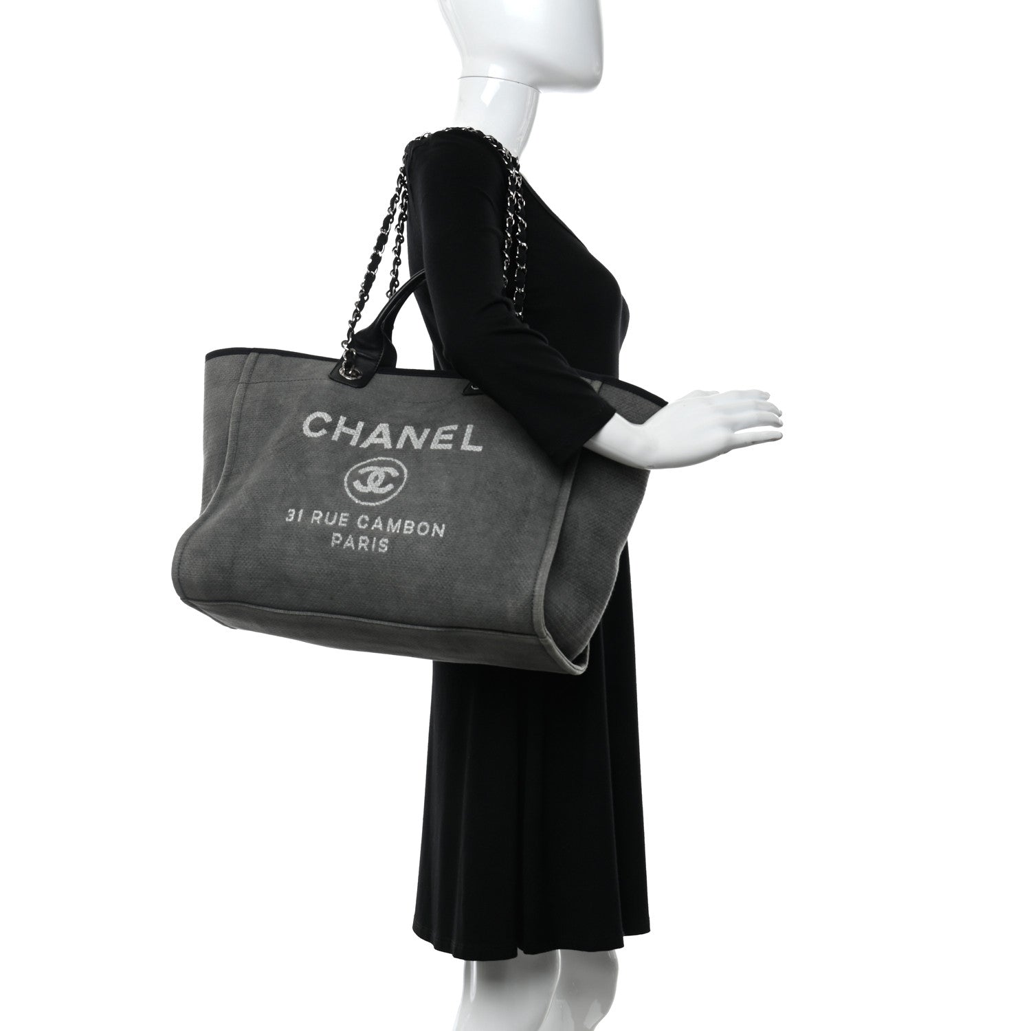 Chanel Canvas Medium Deauville Tote Grey 2 of 14