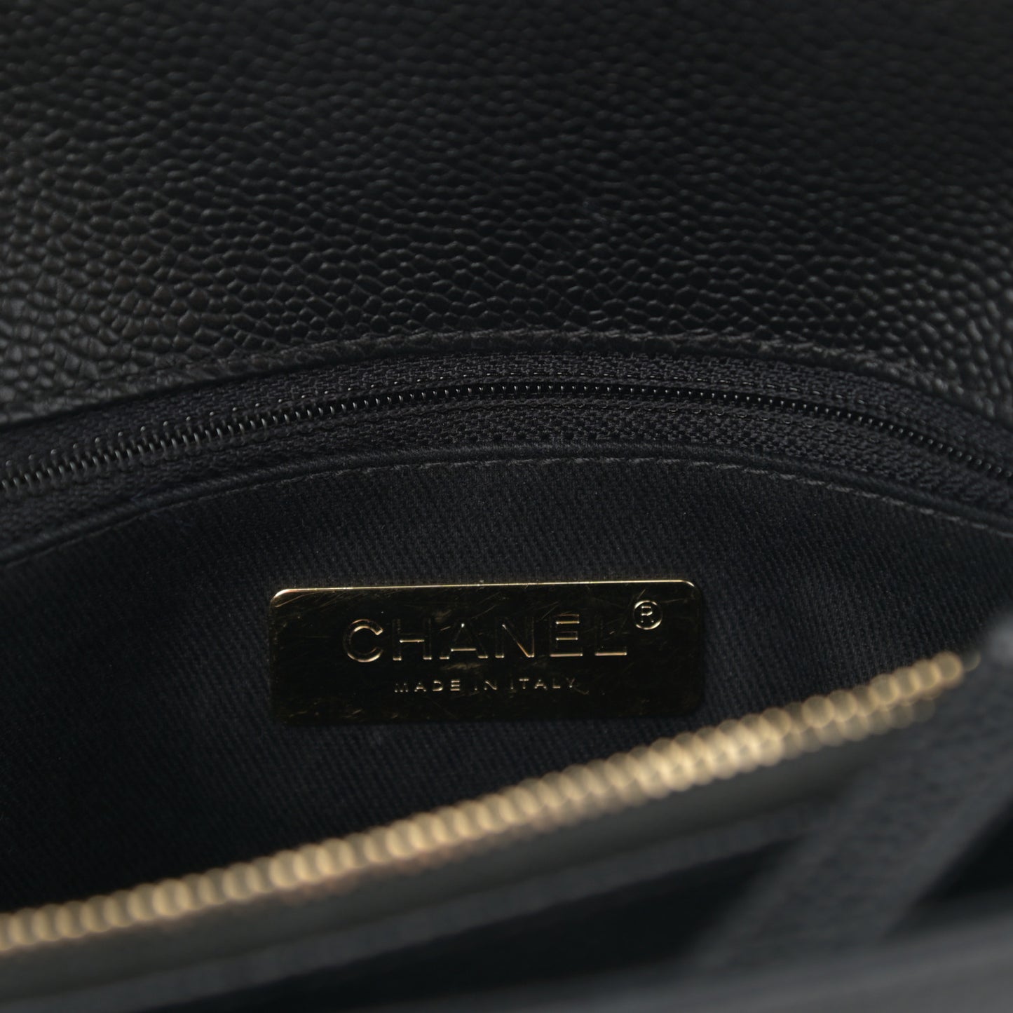 Caviar Diamond Stitched Small Top Handle Flap Black