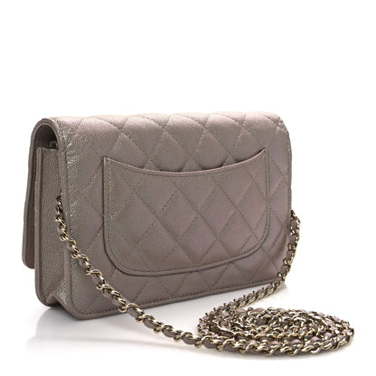 Chanel Iridescent Caviar Quilted Wallet on Chain WOC Beige 4 of 21