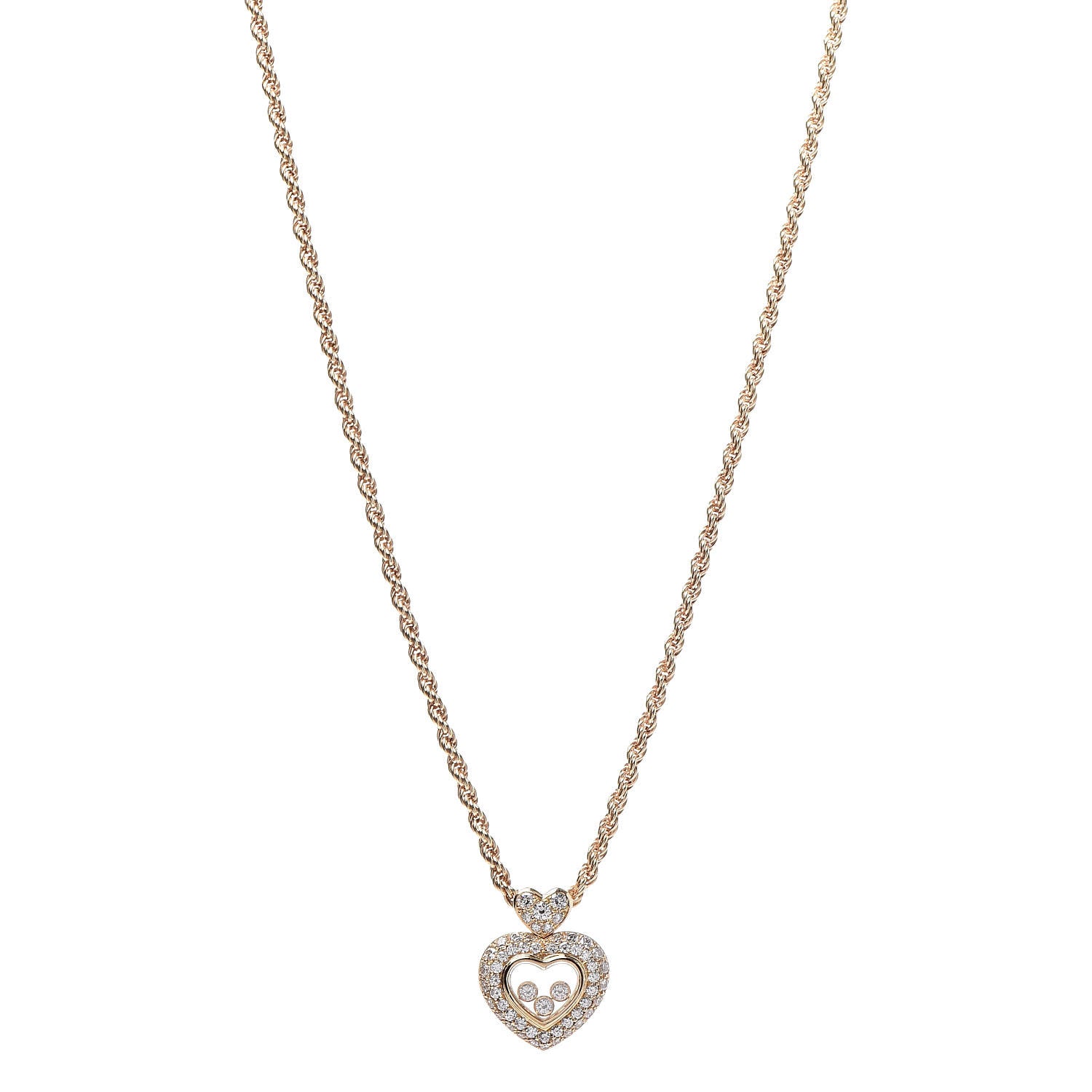 Chopard 18K Yellow Gold Happy Diamonds Icons Heart Pendant Necklace 1 of 8