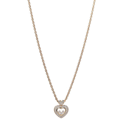Chopard 18K Yellow Gold Happy Diamonds Icons Heart Pendant Necklace 1 of 8