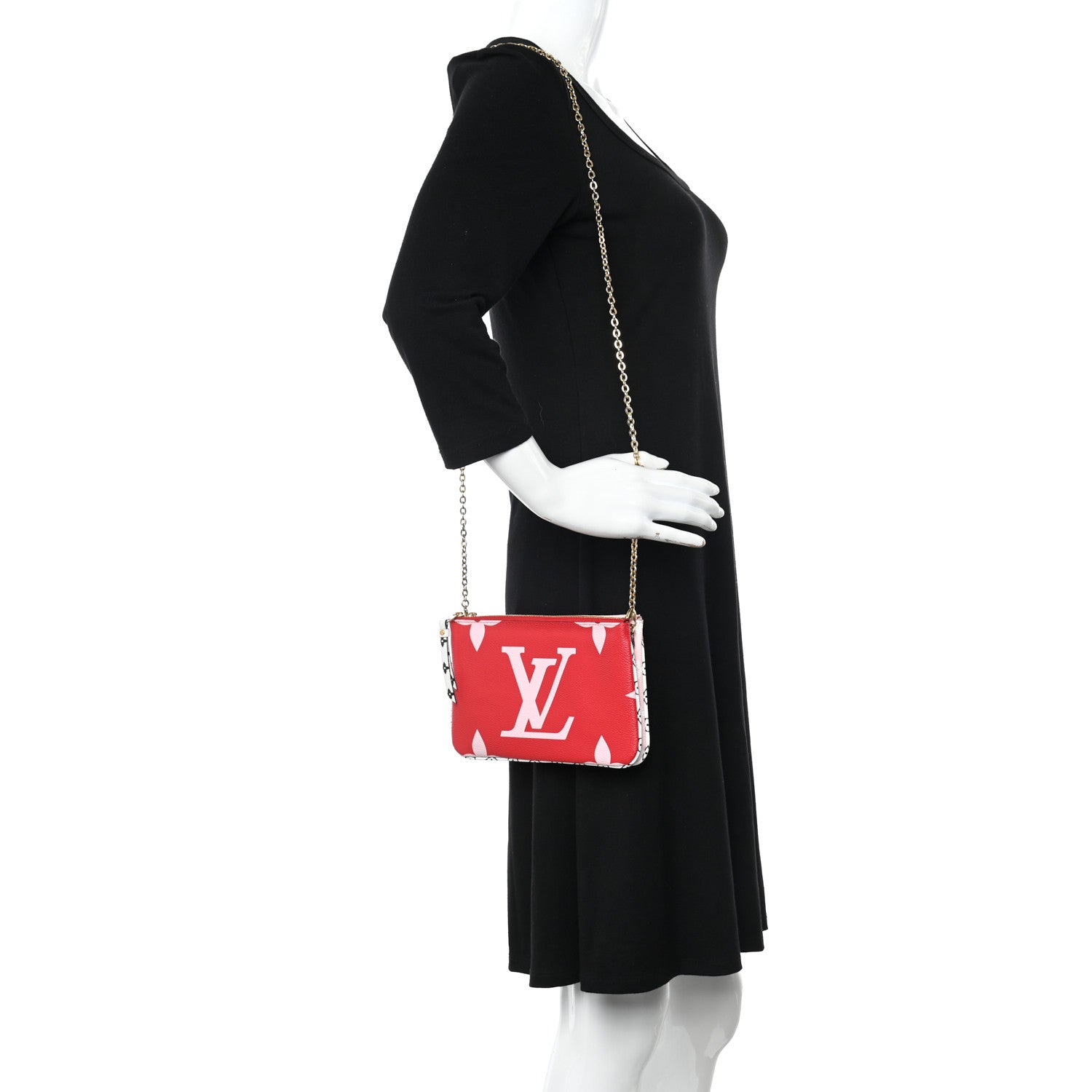 Louis Vuitton Monogram Giant Double Zip Pochette Rouge 2 of 13