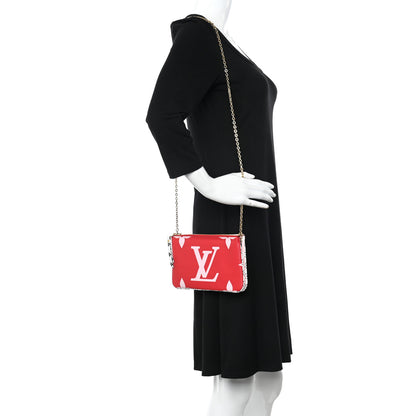 Louis Vuitton Monogram Giant Double Zip Pochette Rouge 2 of 13