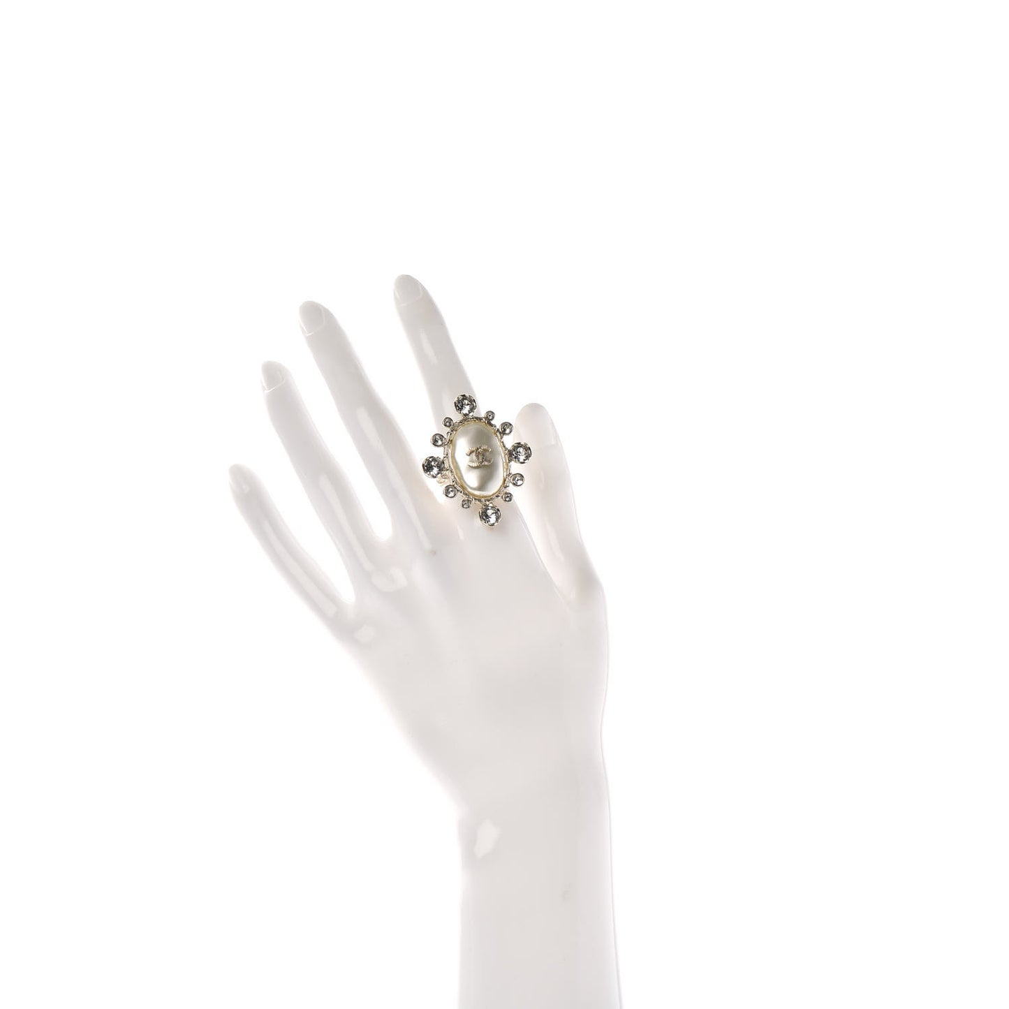 Pearl Crystal CC Ring 6 Gold Pearly White