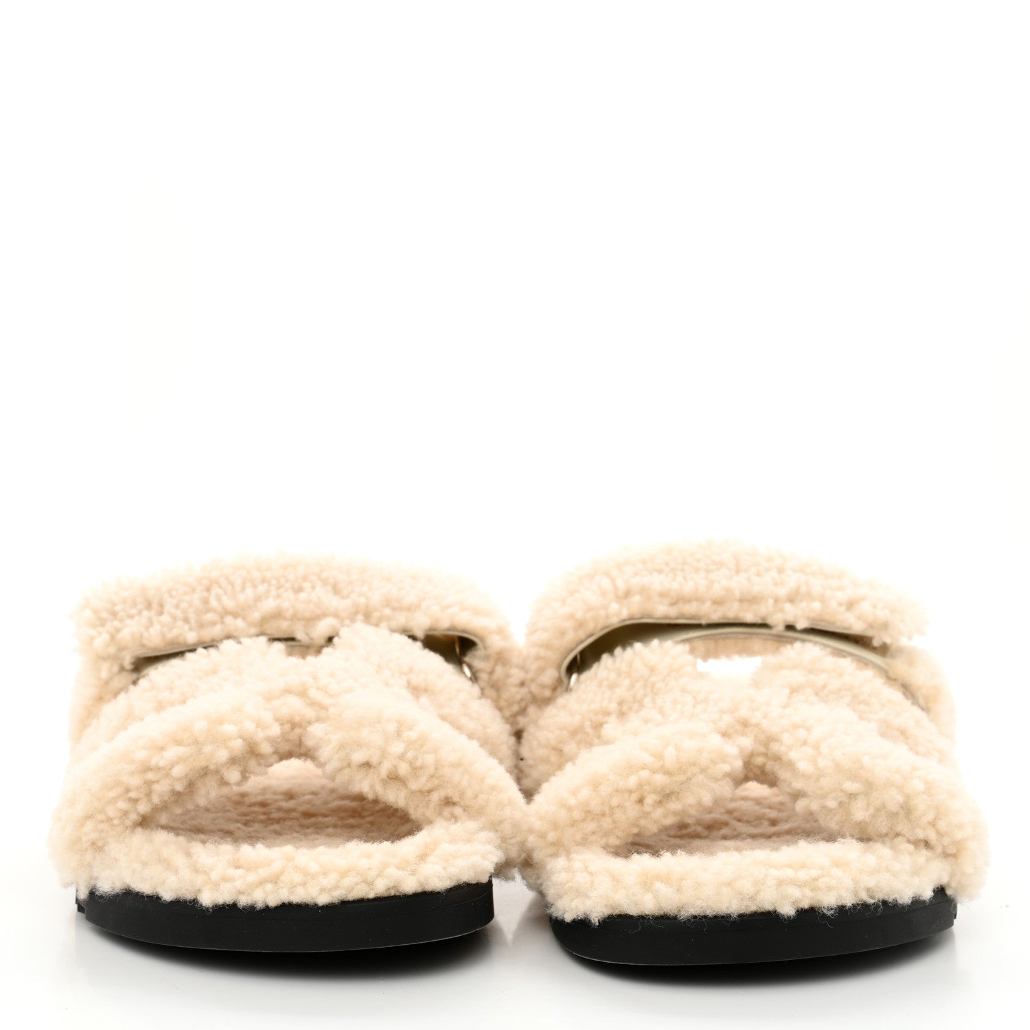 Hermes Woolskin Womens Chypre Sandals 40 Ecru 2 of 9
