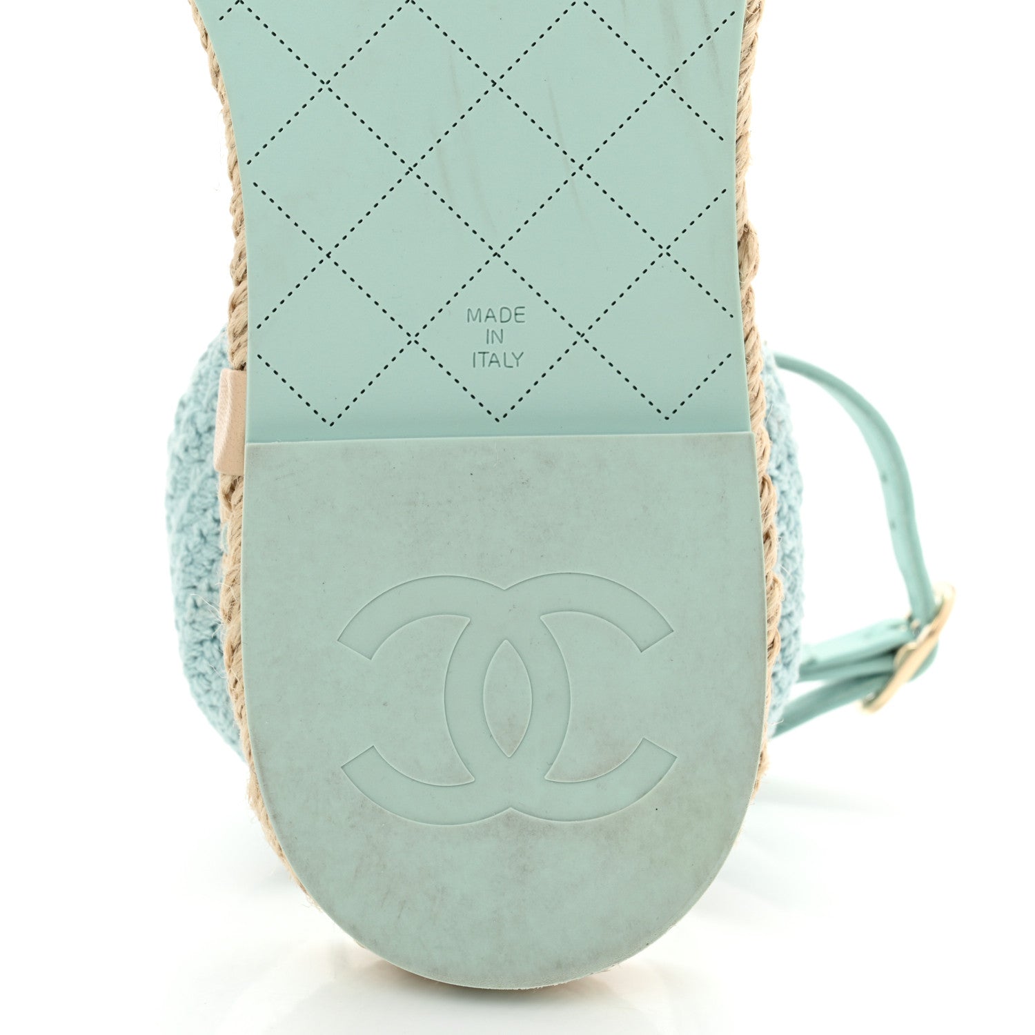 Chanel Embroidery Grosgrain CC Espadrilles 41 Light Blue Black 6 of 12