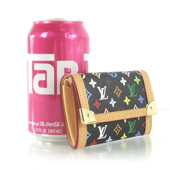 Louis Vuitton Monogram Multicolor Porte-Monnaie Plat Coin Purse Black 2 of 9