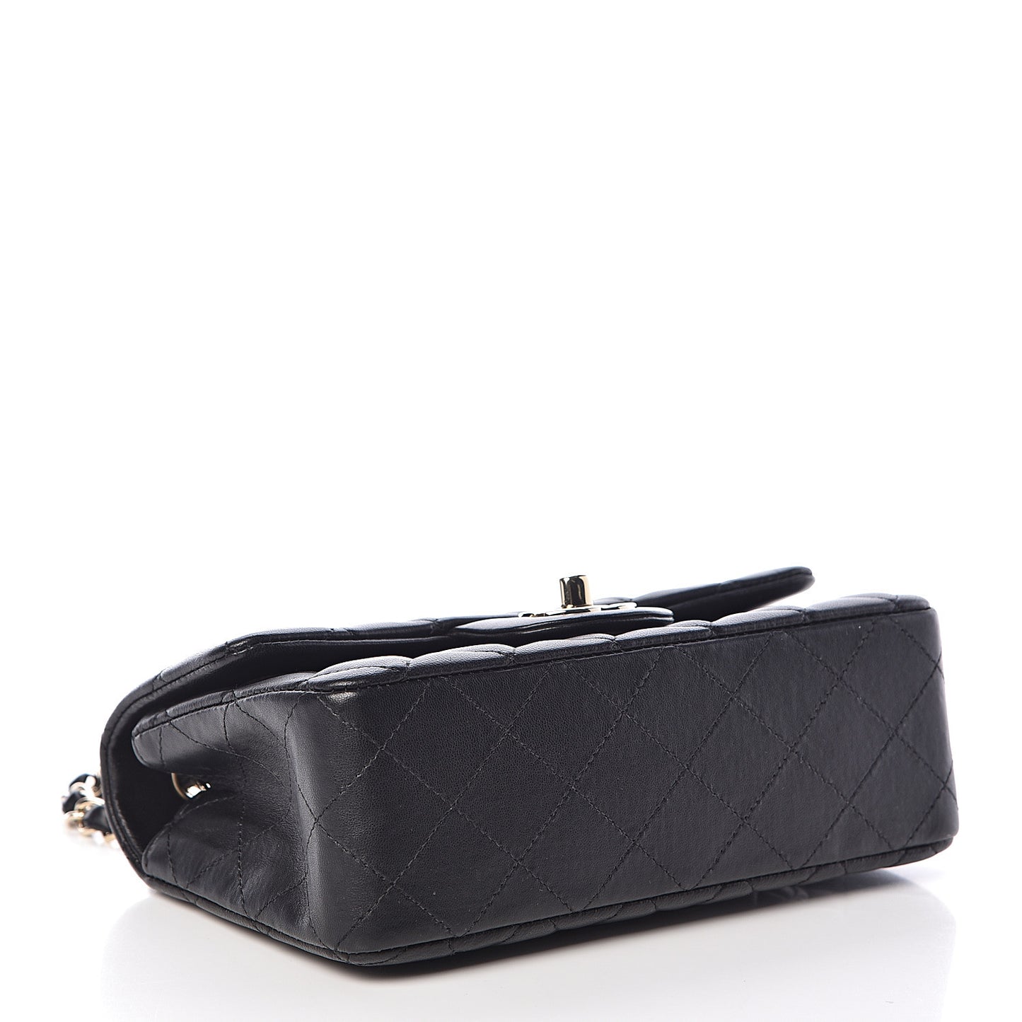 Lambskin Quilted Mini Rectangular Flap Black