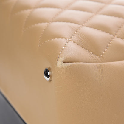 Chanel Calfskin Quilted Feather Weight Bowling Bag Black Beige 11 of 11