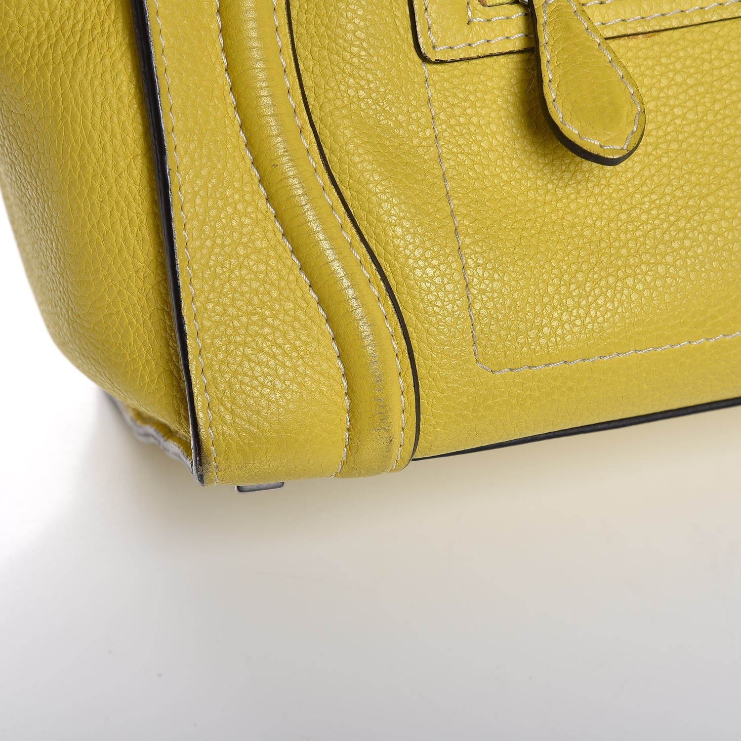 Celine Drummed Calfskin Micro Luggage Citron 10 of 19
