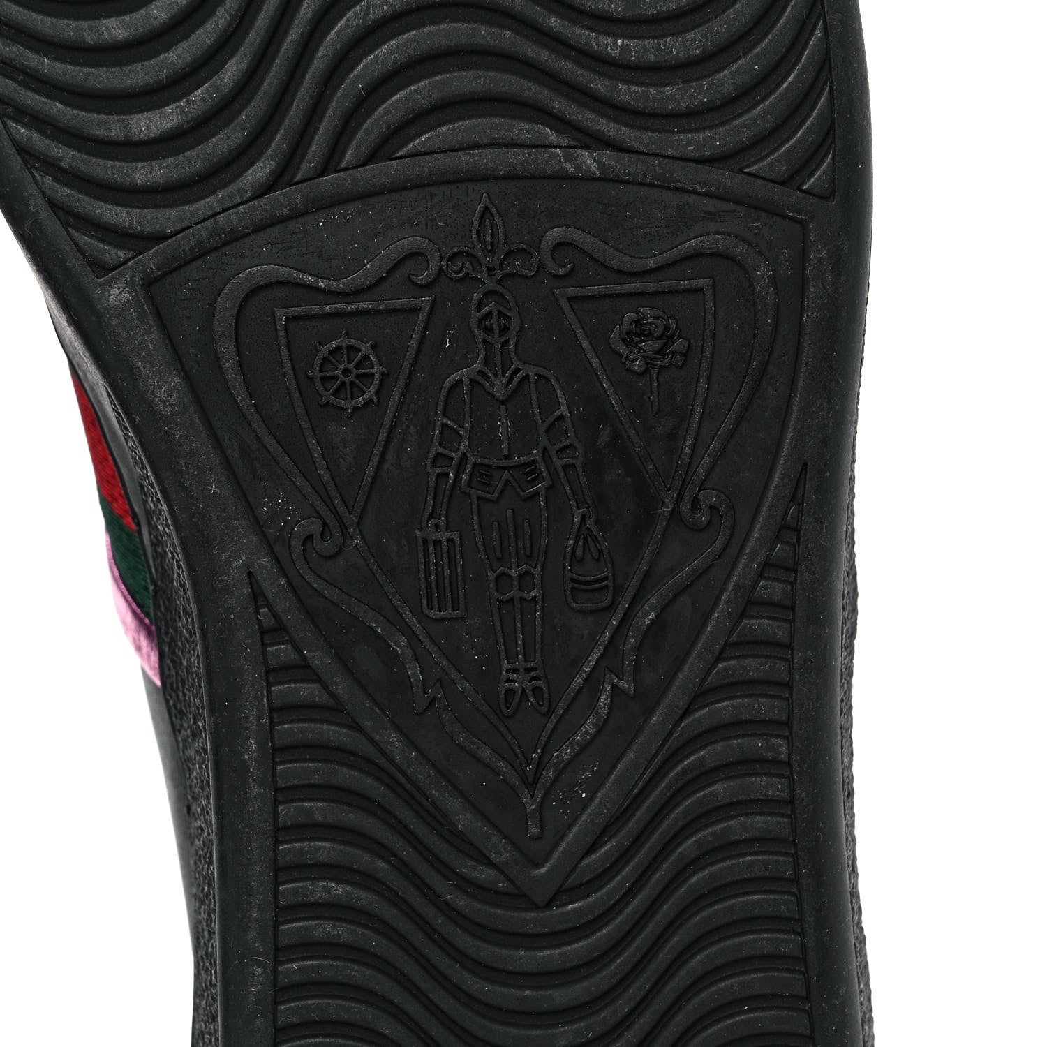 Gucci Calfskin Ayers Web Flames Embroidered Mens Ace Sneakers 11.5 Black 8 of 10