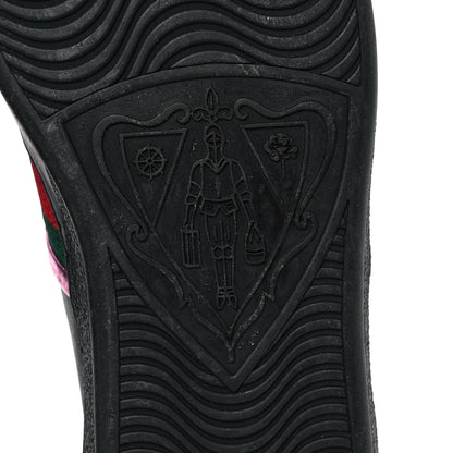 Gucci Calfskin Ayers Web Flames Embroidered Mens Ace Sneakers 11.5 Black 8 of 10