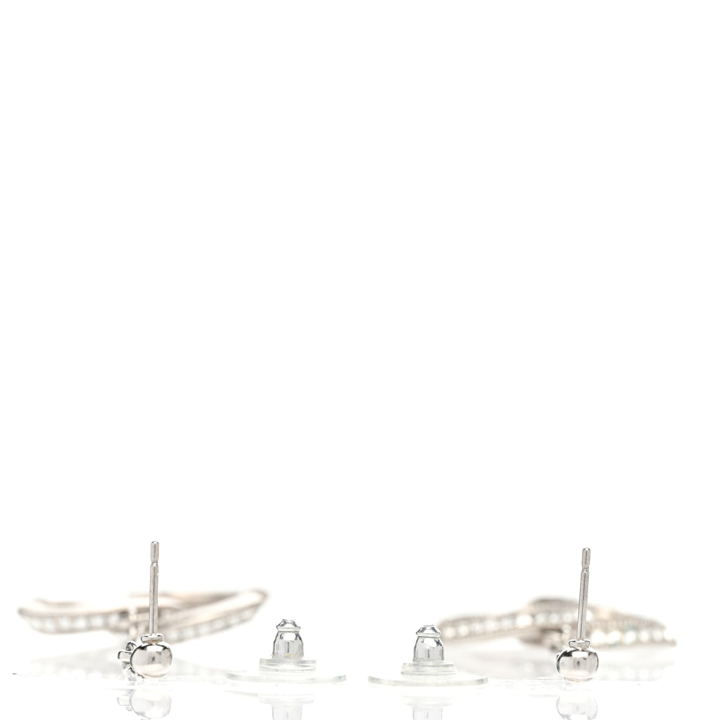 Baguette Crystal Quilted CC Drop Earrings Silver