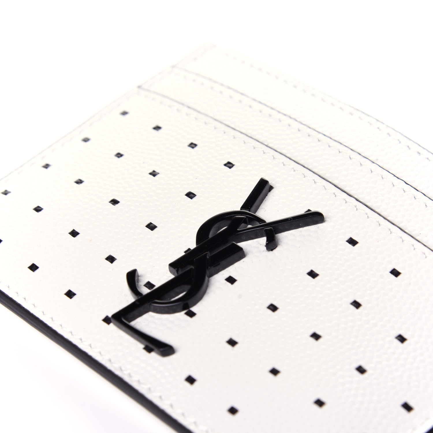 Saint Laurent Grain De Poudre Geo Print Monogram Credit Card Case White 9 of 9