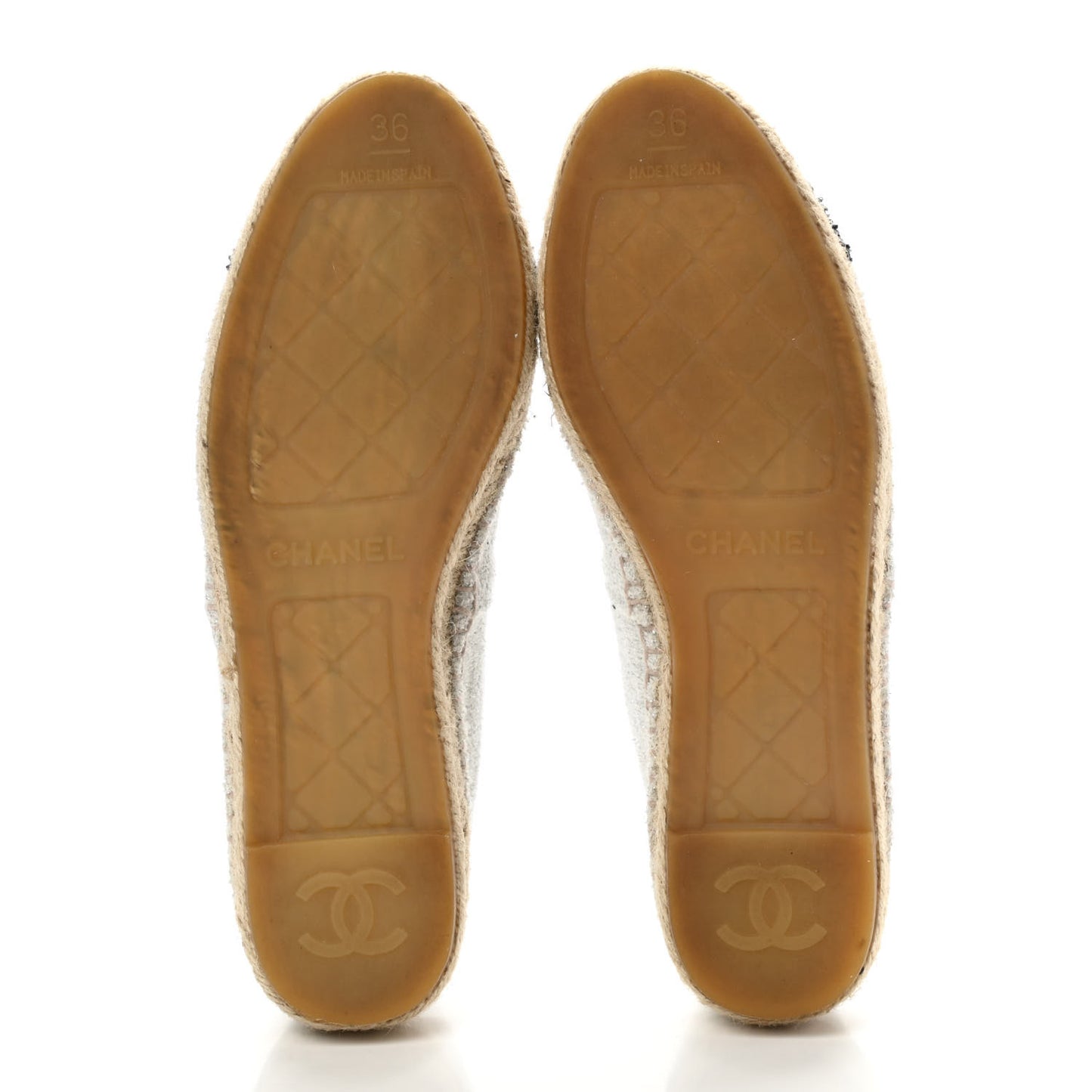 Terry Cloth CC Espadrilles 36 Silver Black