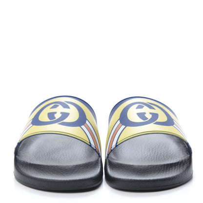 Gucci Rubber GG Rainbow Mens Pursuit Pool Slide Sandals 9 Electric Blue Multicolor 2 of 8