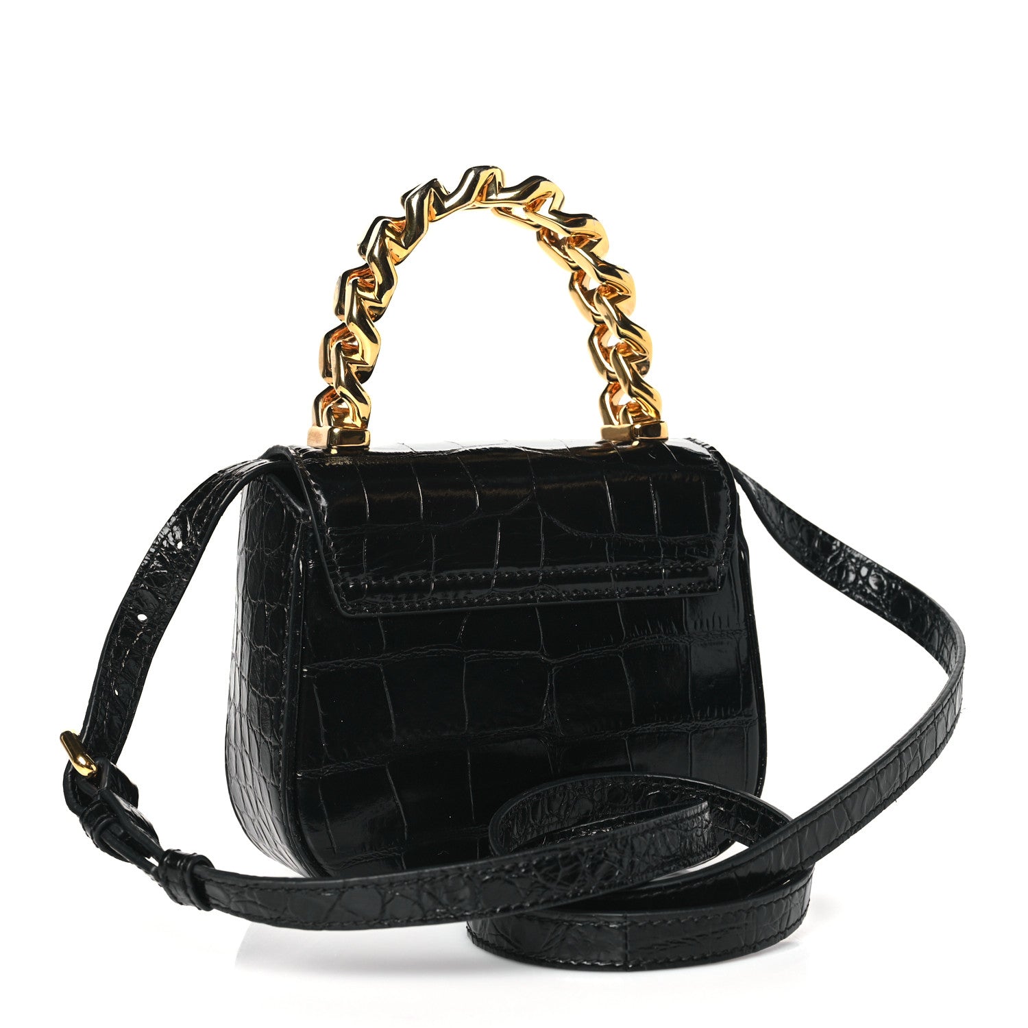 Versace Patent Crocodile Embossed Mini La Medusa Bag Black 3 of 9