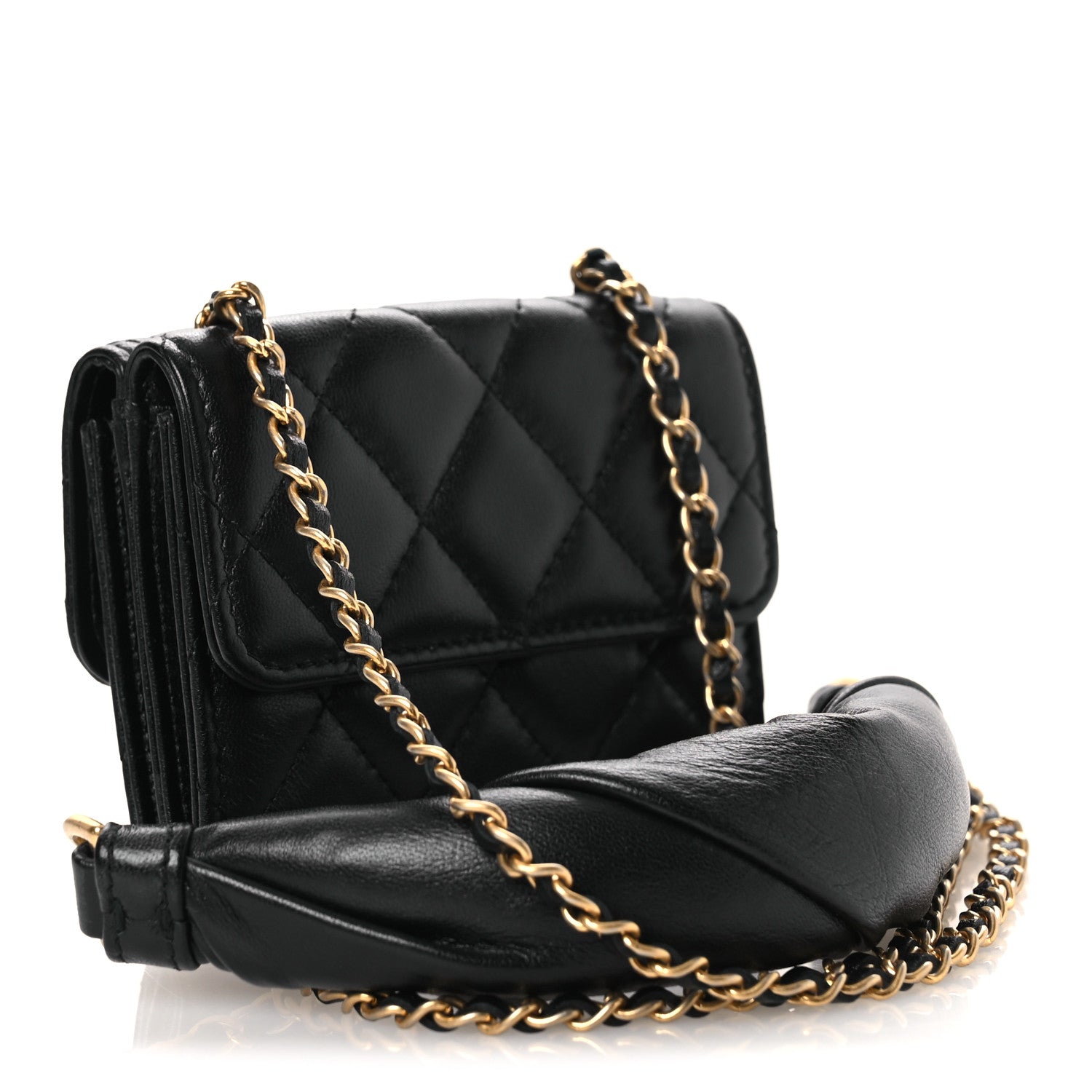 Chanel Lambskin Quilted Card Holder with Chain Black 3 of 11