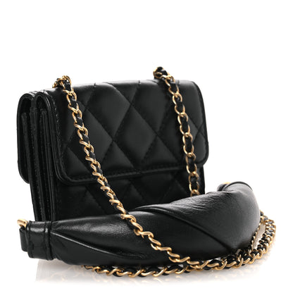 Chanel Lambskin Quilted Card Holder with Chain Black 3 of 11
