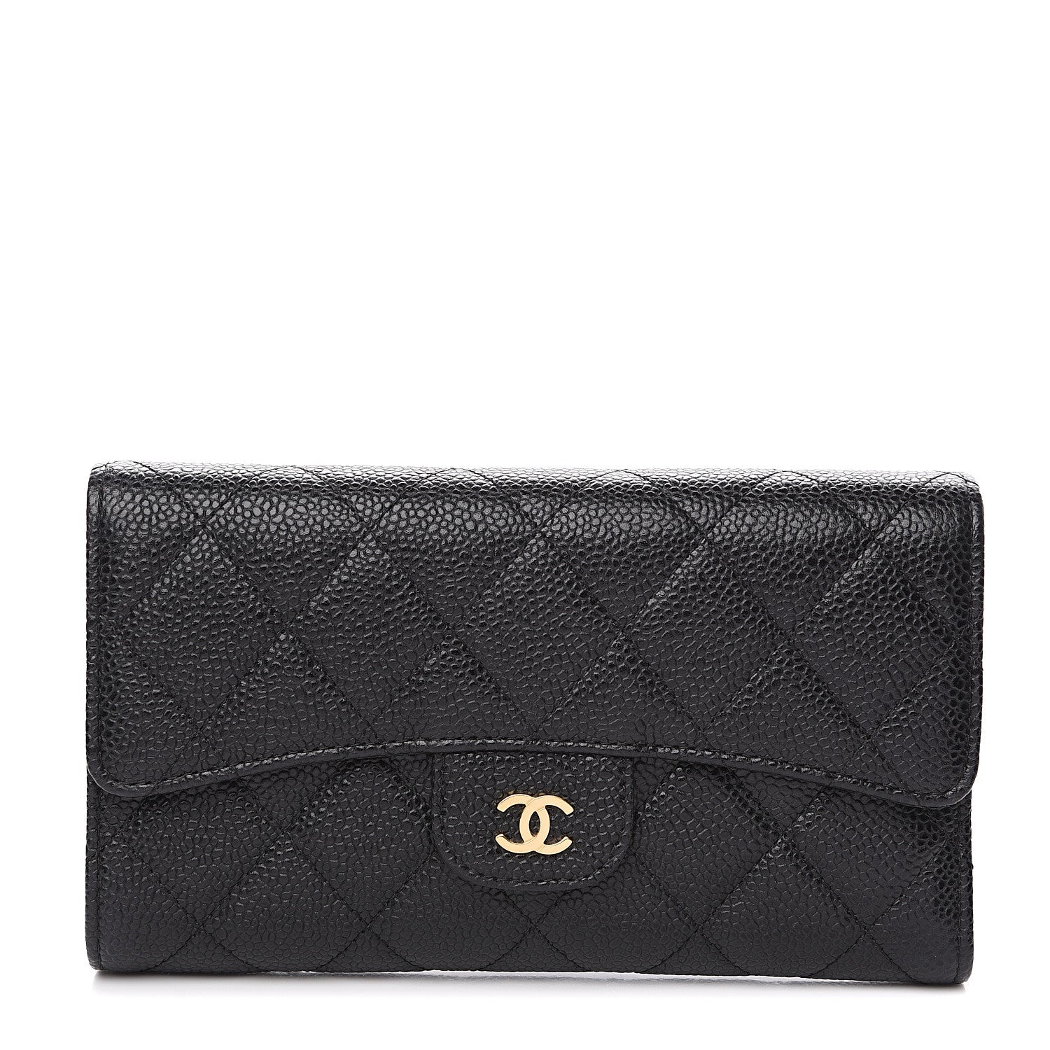 Chanel Caviar Quilted Long Flap Wallet Black 1 of 9